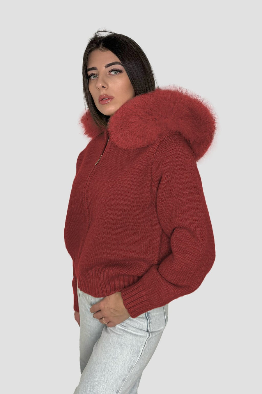 Gilet fourrure femme rouge Héritage fourrure