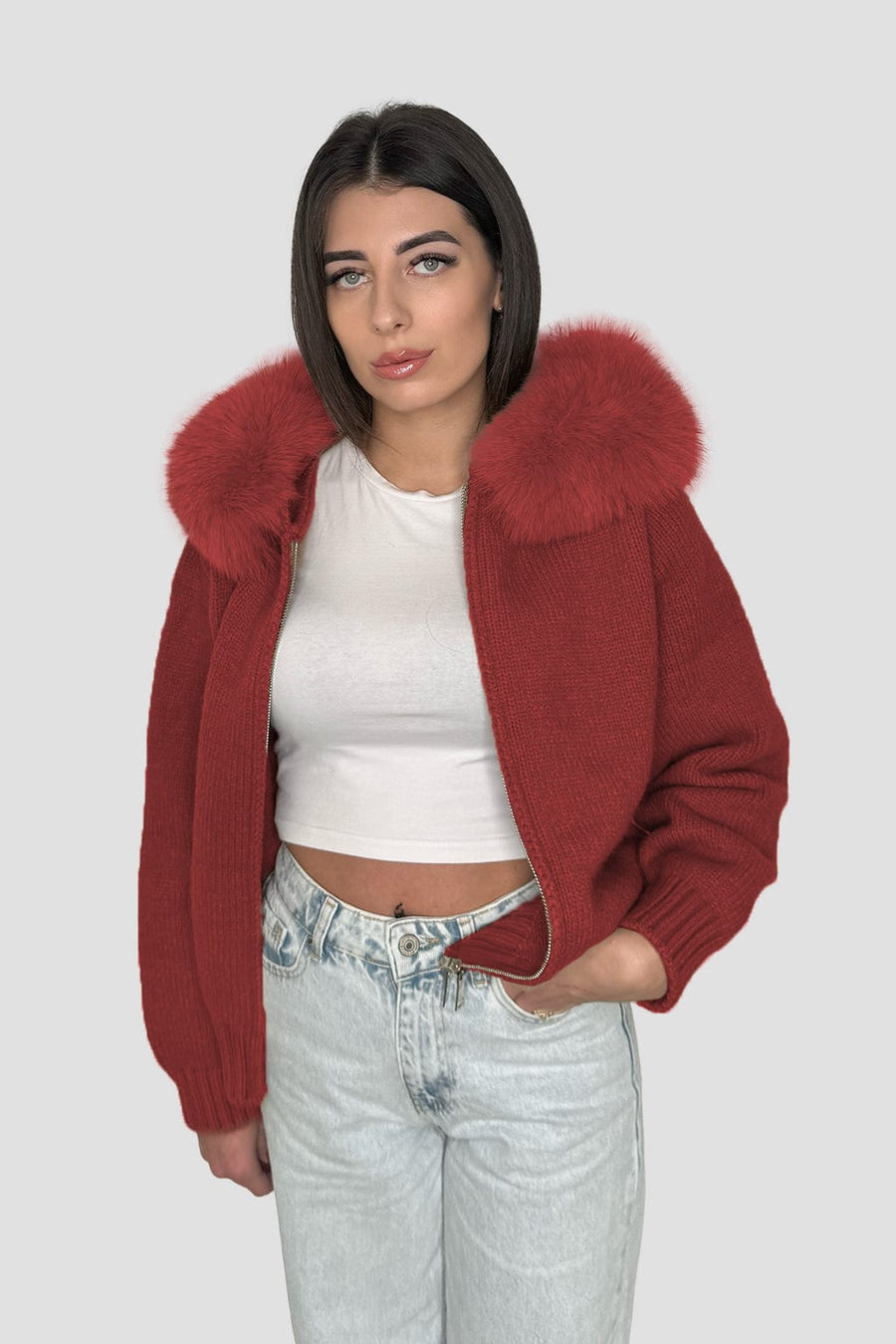Gilet fourrure femme rouge Héritage fourrure