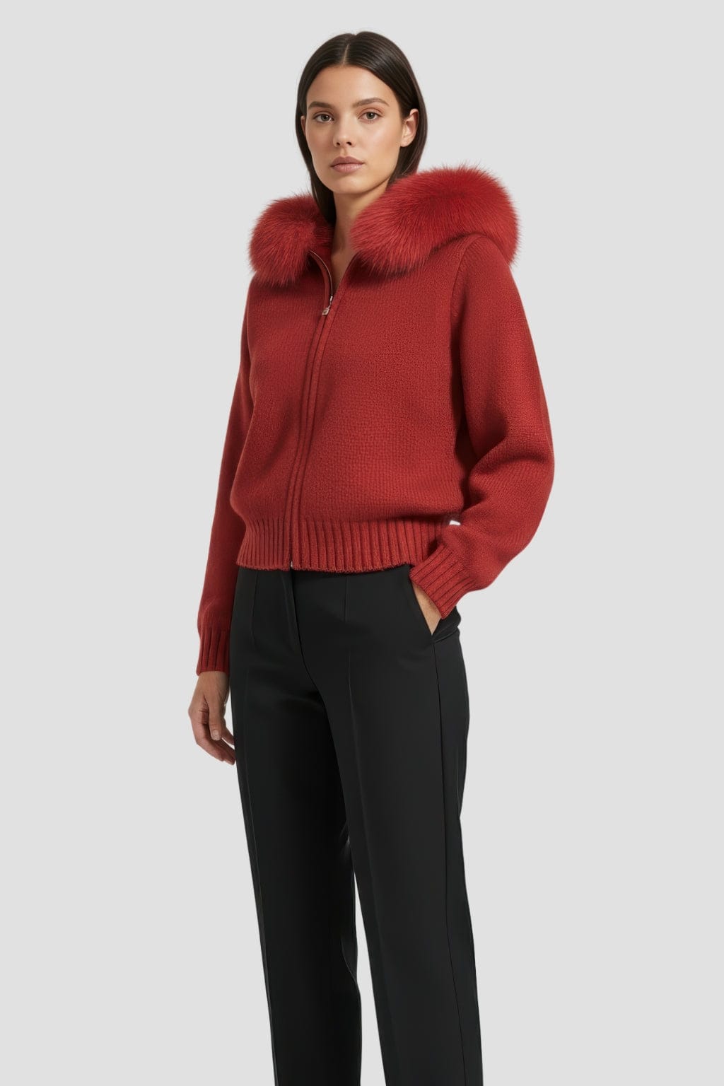 Gilet fourrure femme rouge Héritage fourrure