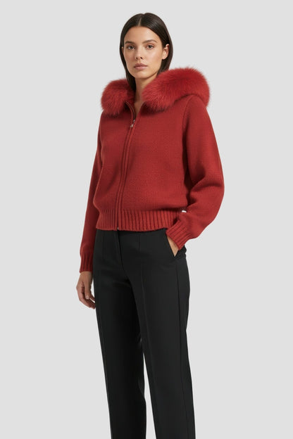 Gilet fourrure femme rouge Héritage fourrure