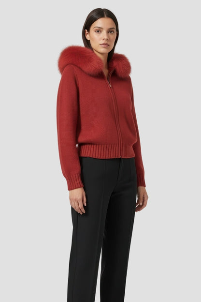 Gilet fourrure femme rouge Héritage fourrure
