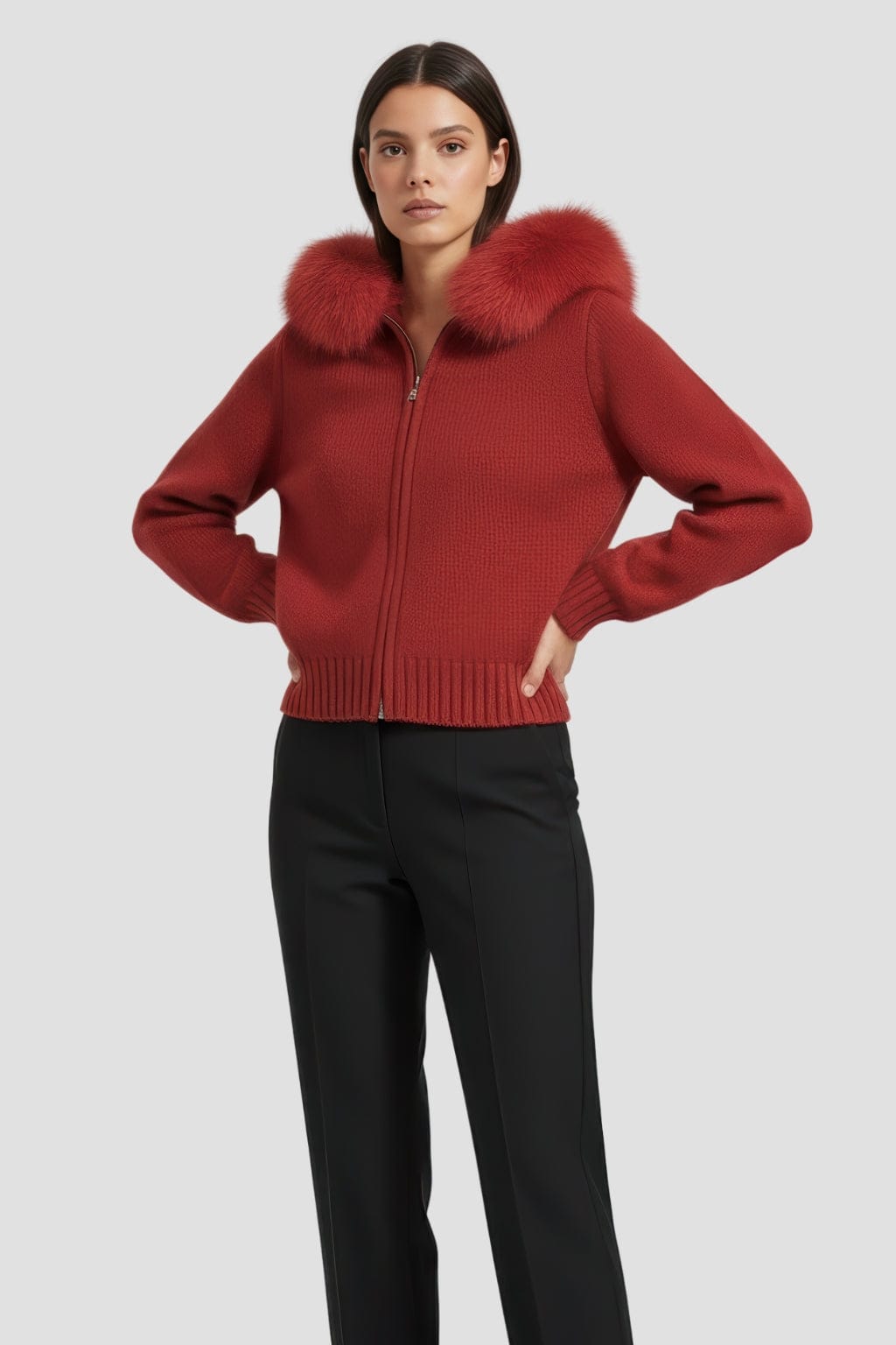 Gilet fourrure femme rouge Héritage fourrure