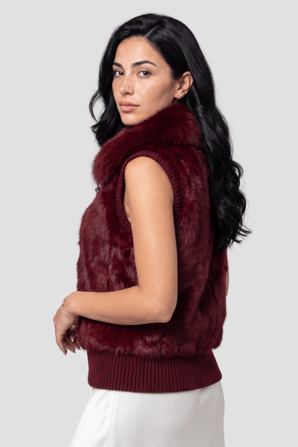 Gilet fourrure femme rouge Héritage fourrure