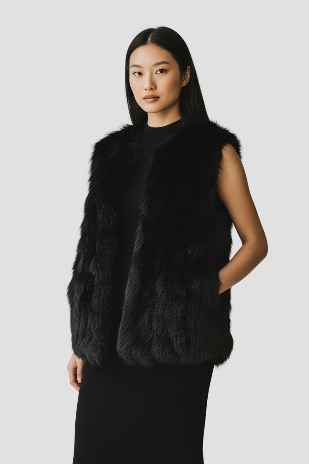 Gilet fourrure femme sans manche Héritage fourrure