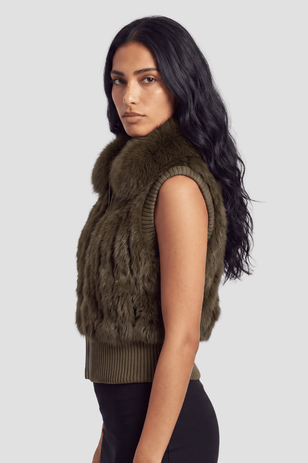 Gilet fourrure femme vert Héritage fourrure