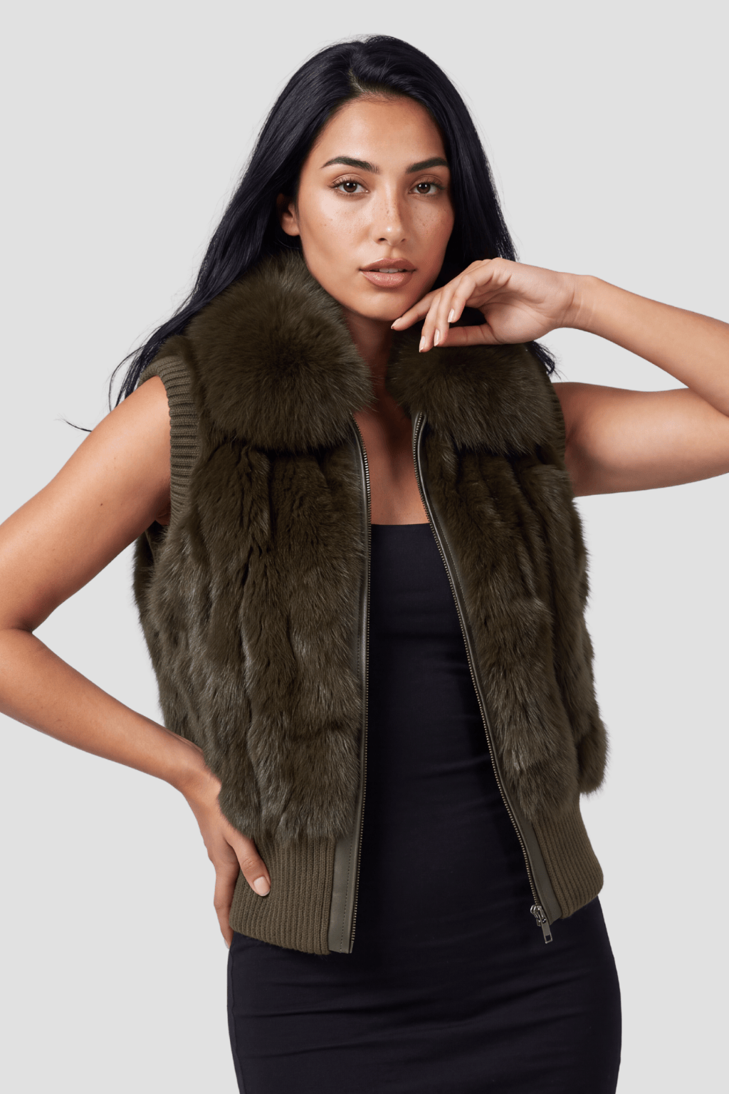 Gilet fourrure femme vert Héritage fourrure