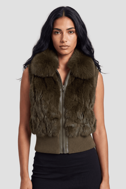 Gilet fourrure femme vert Héritage fourrure