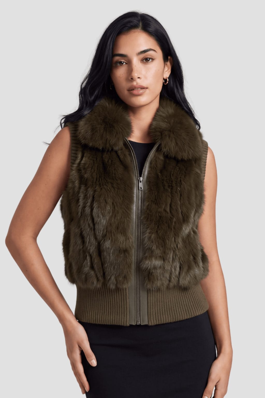 Gilet fourrure femme vert Héritage fourrure