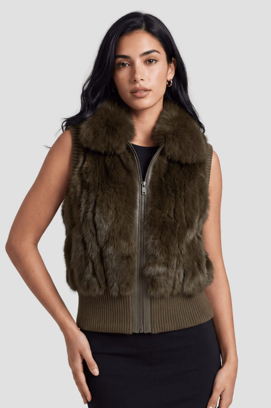 Gilet fourrure femme vert Héritage fourrure
