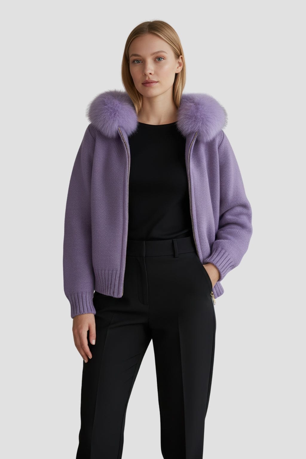 Gilet fourrure femme violet Héritage fourrure