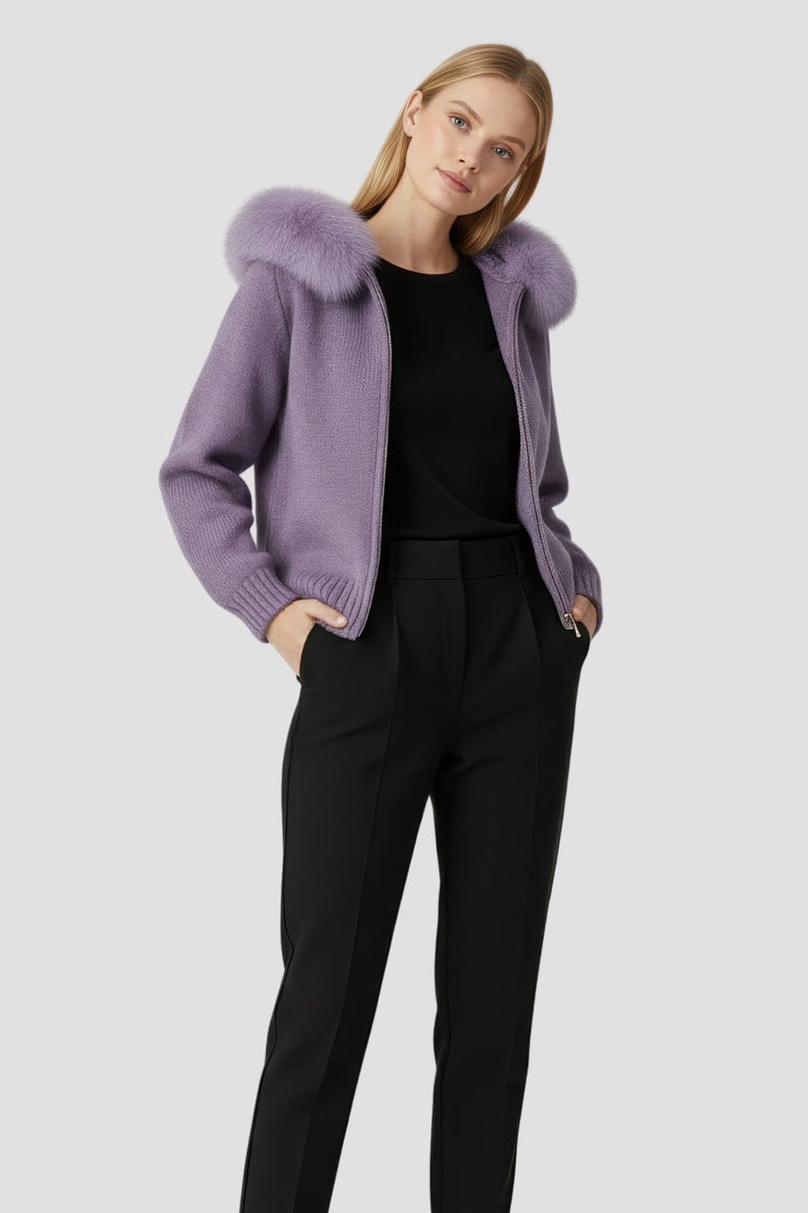 Gilet fourrure femme violet Héritage fourrure