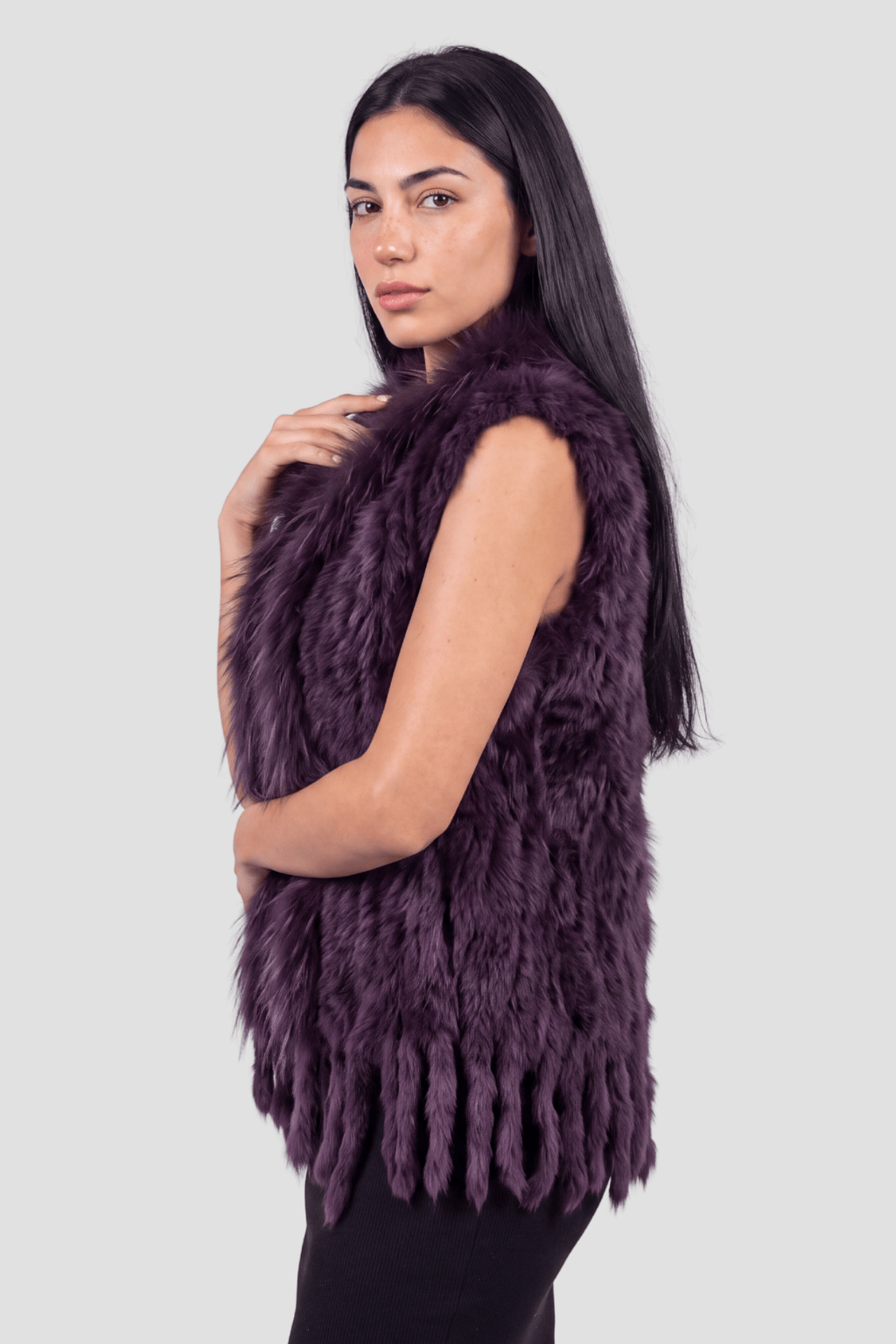 Gilet fourrure femme violet Héritage fourrure