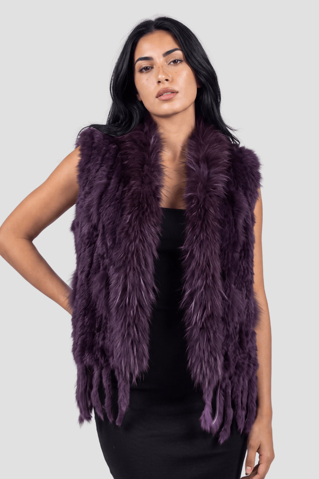Gilet fourrure femme violet Héritage fourrure