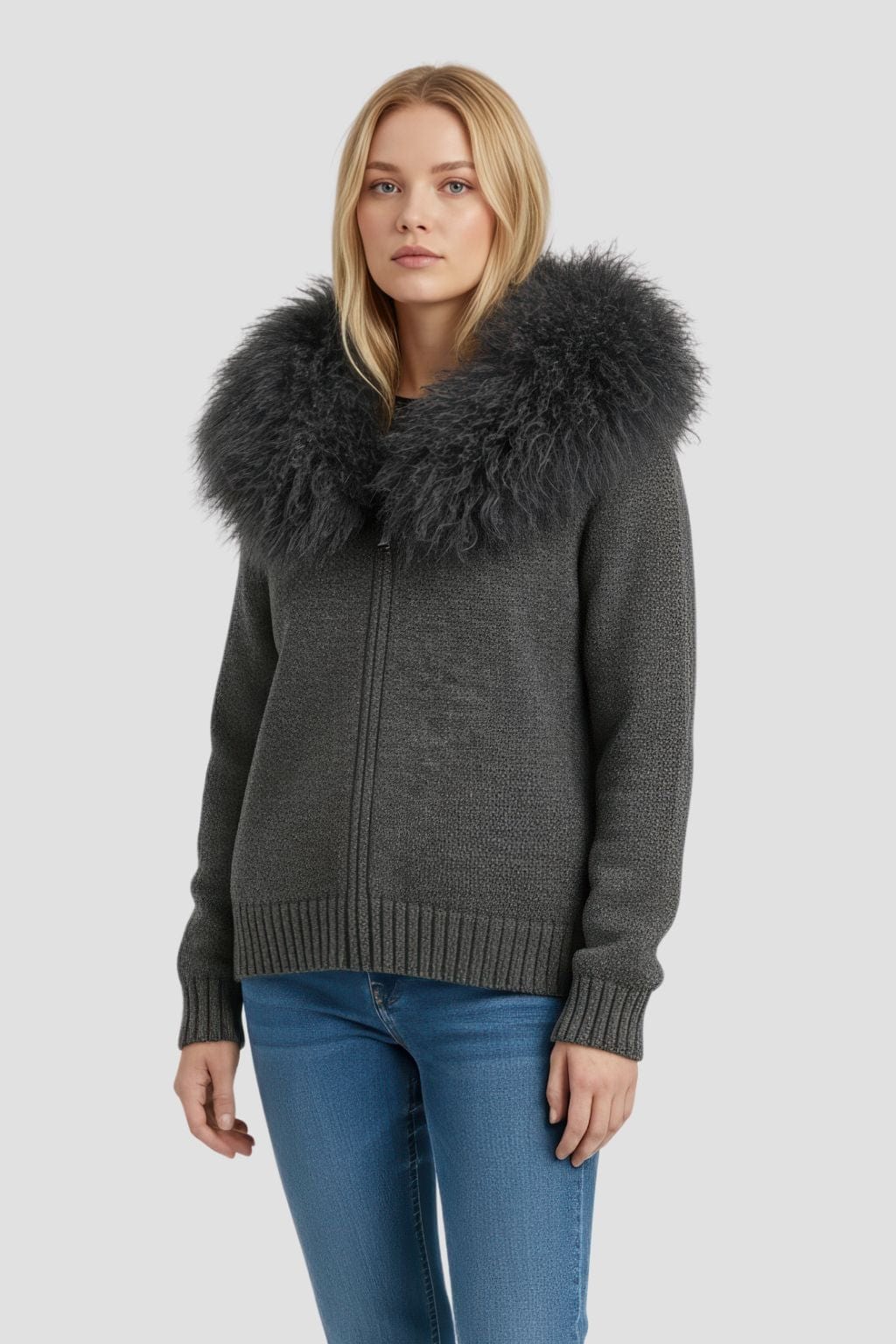 Gilet fourrure mouton gris Héritage fourrure