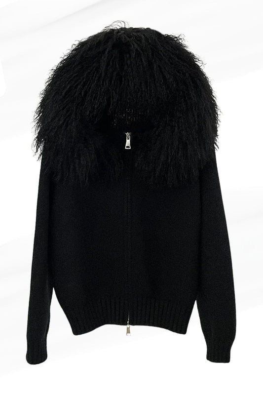 Gilet fourrure mouton noir Héritage fourrure