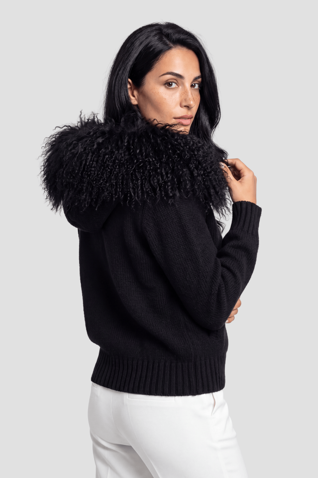 Gilet fourrure mouton noir Héritage fourrure