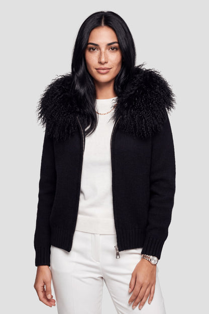 Gilet fourrure mouton noir Héritage fourrure