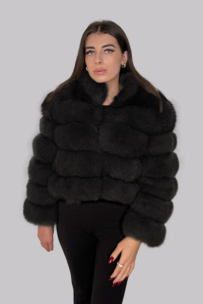 Manteau en fourrure col noir Héritage fourrure