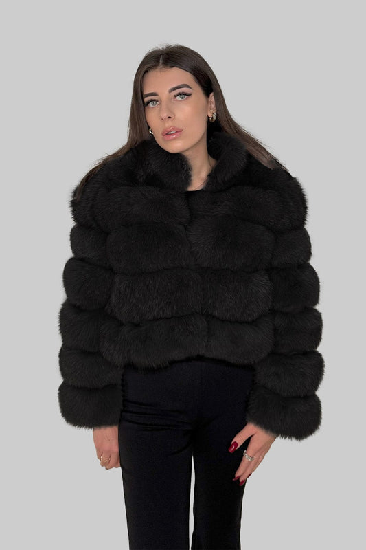 Manteau en fourrure col noir Héritage fourrure