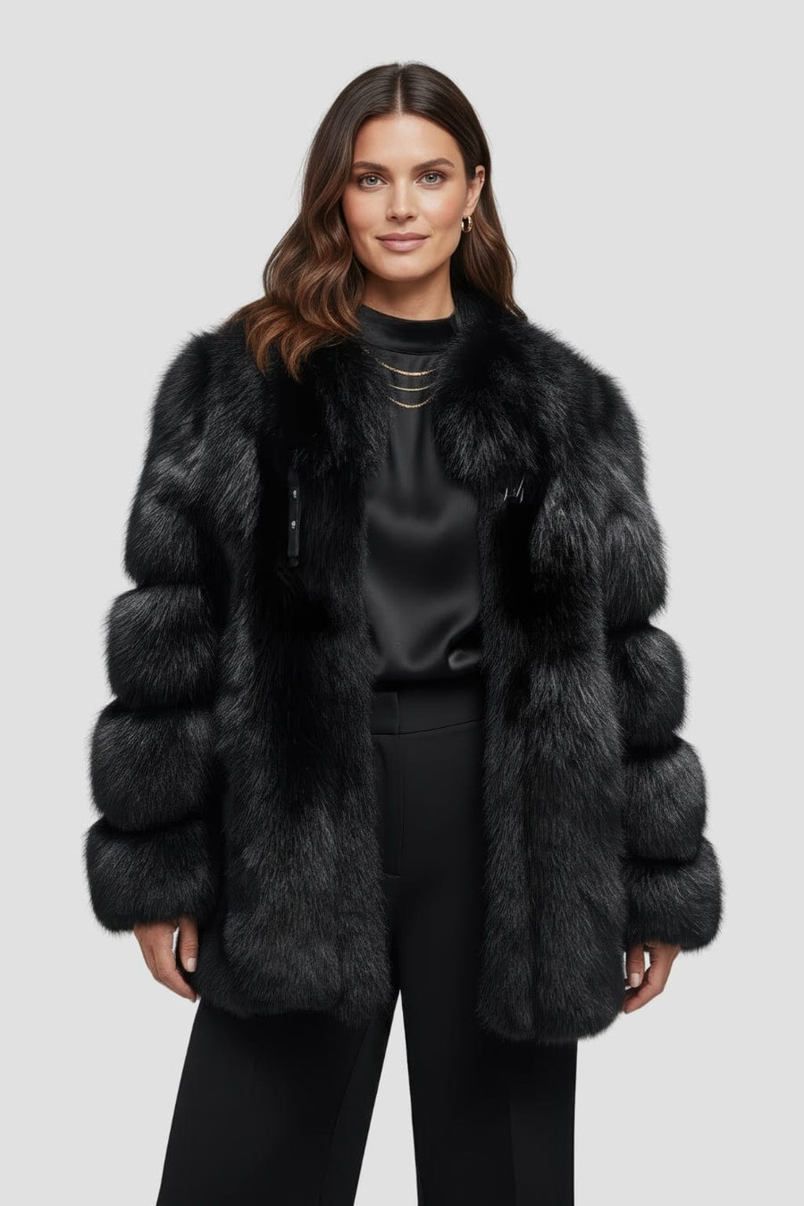 Manteau en fourrure col noir Héritage fourrure