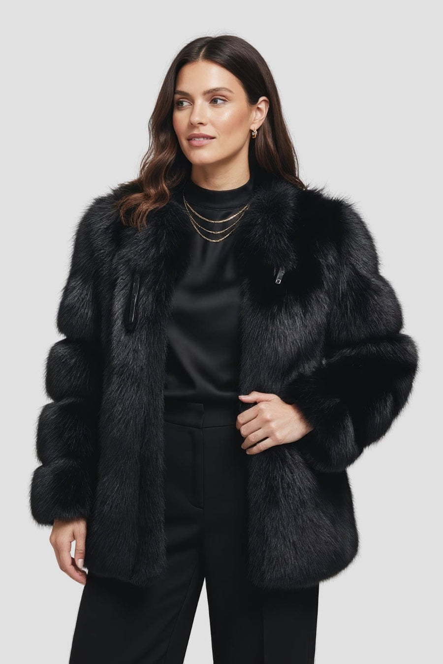 Manteau en fourrure col noir Héritage fourrure