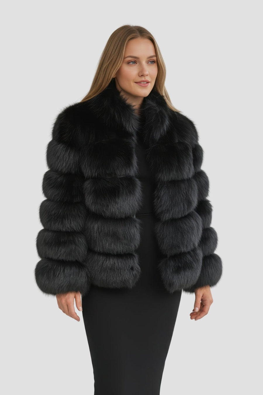 Manteau en fourrure col noir Héritage fourrure