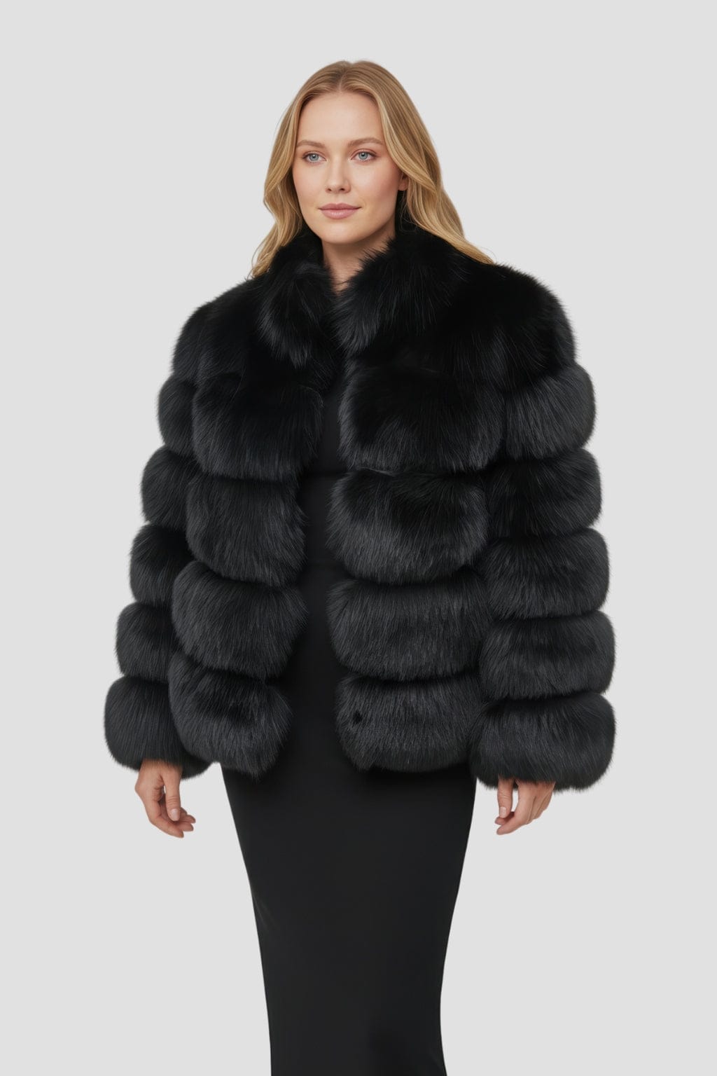 Manteau en fourrure col noir Héritage fourrure