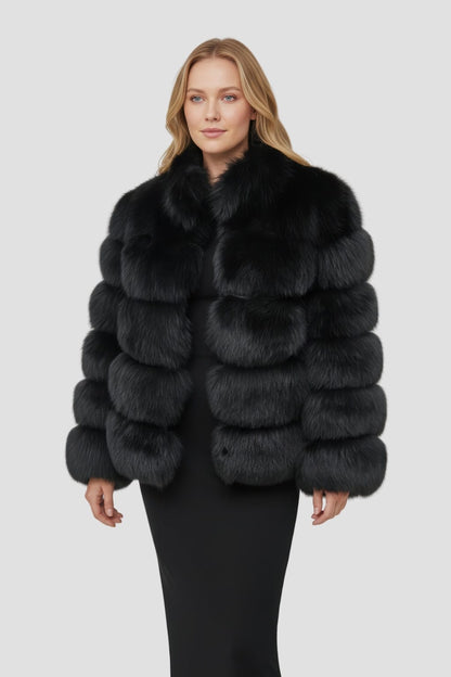 Manteau en fourrure col noir Héritage fourrure