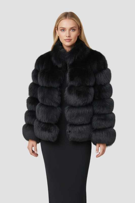 Manteau en fourrure col noir Héritage fourrure