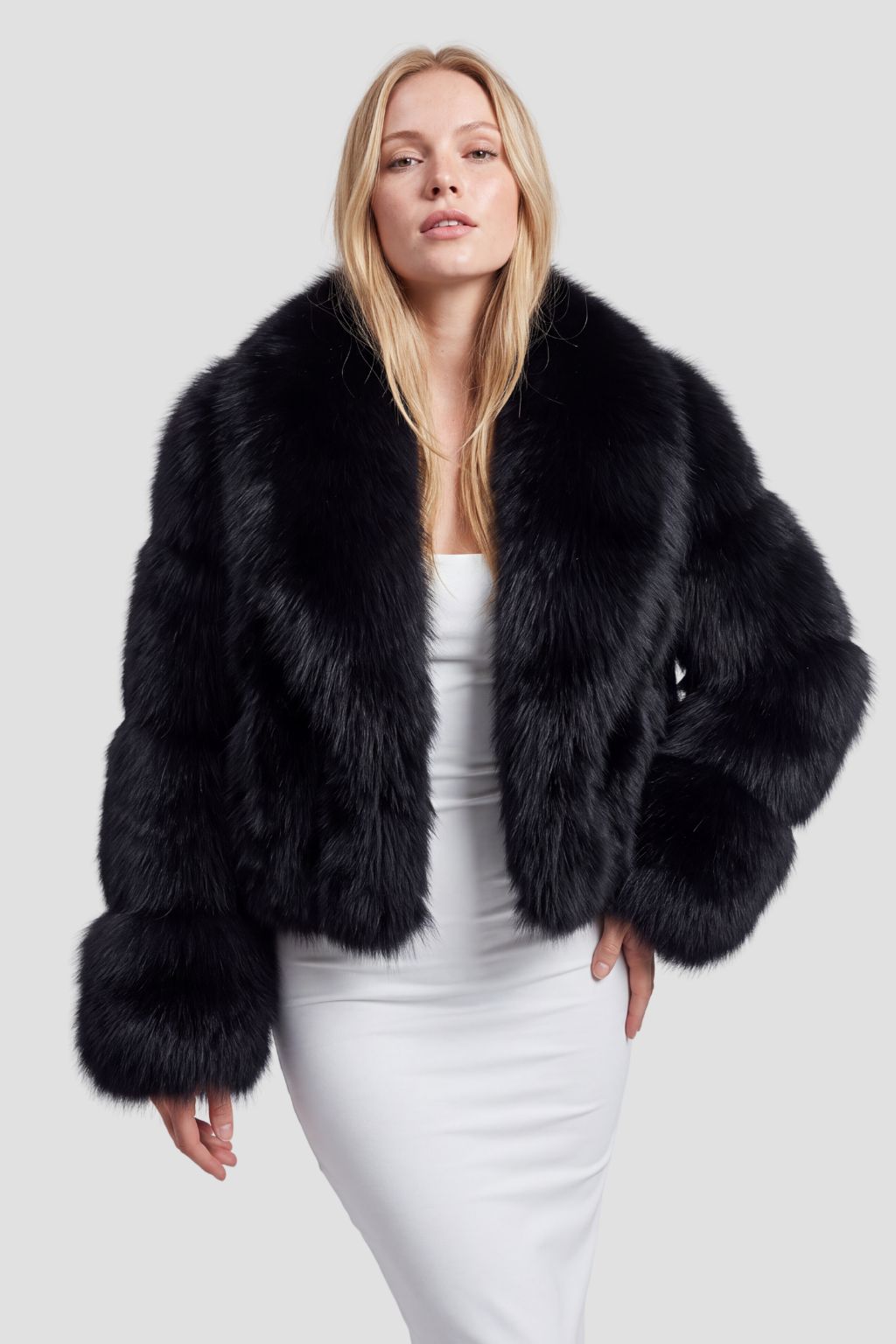 Manteau en fourrure col noir Héritage fourrure