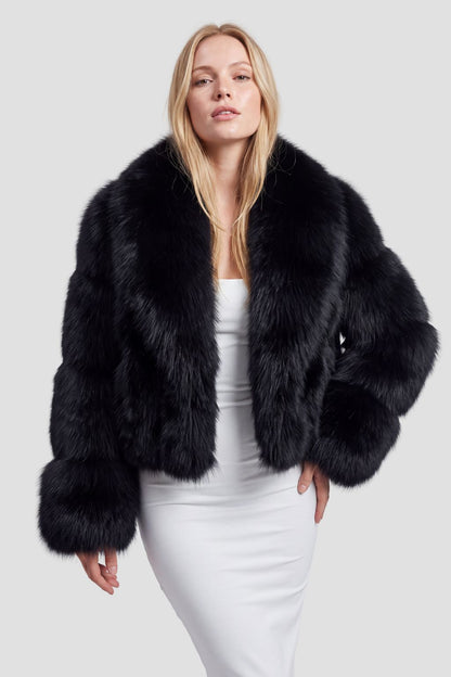 Manteau en fourrure col noir Héritage fourrure