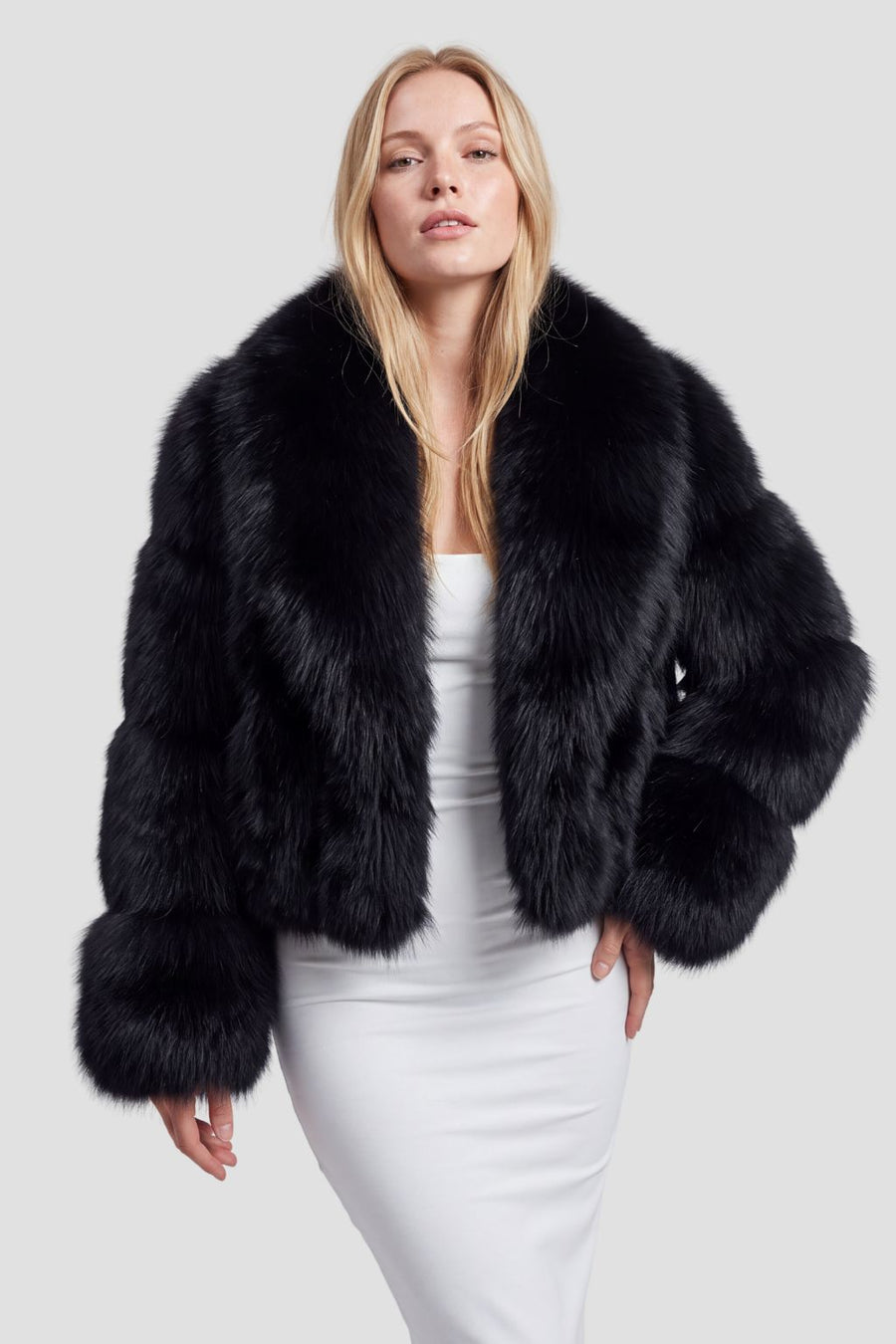 Manteau en fourrure col noir Héritage fourrure