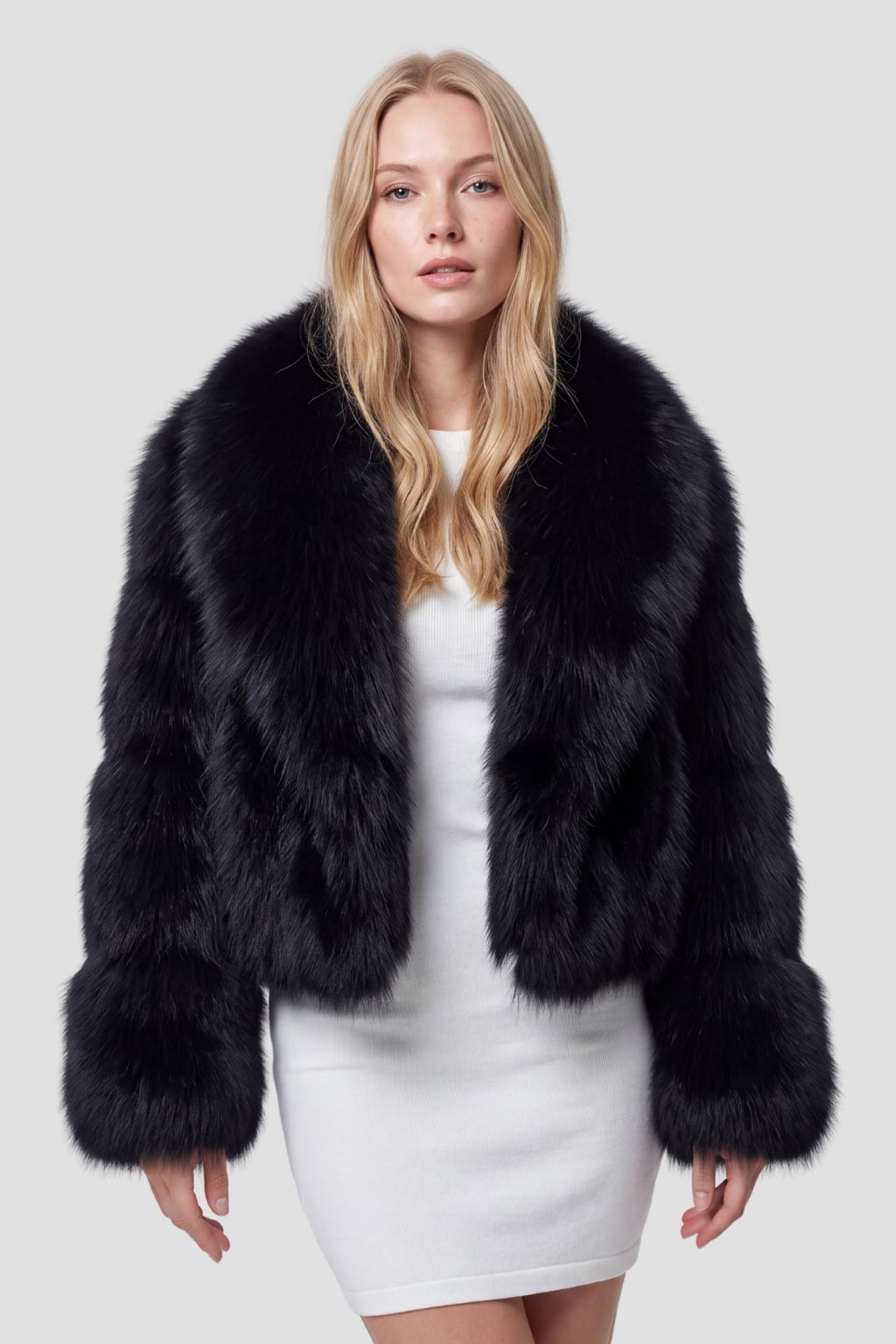 Manteau en fourrure col noir Héritage fourrure