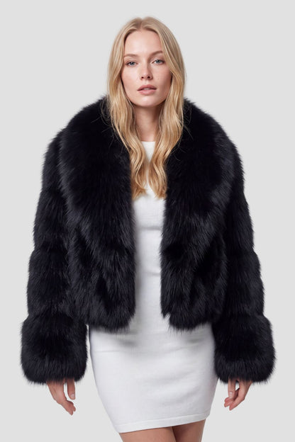 Manteau en fourrure col noir Héritage fourrure