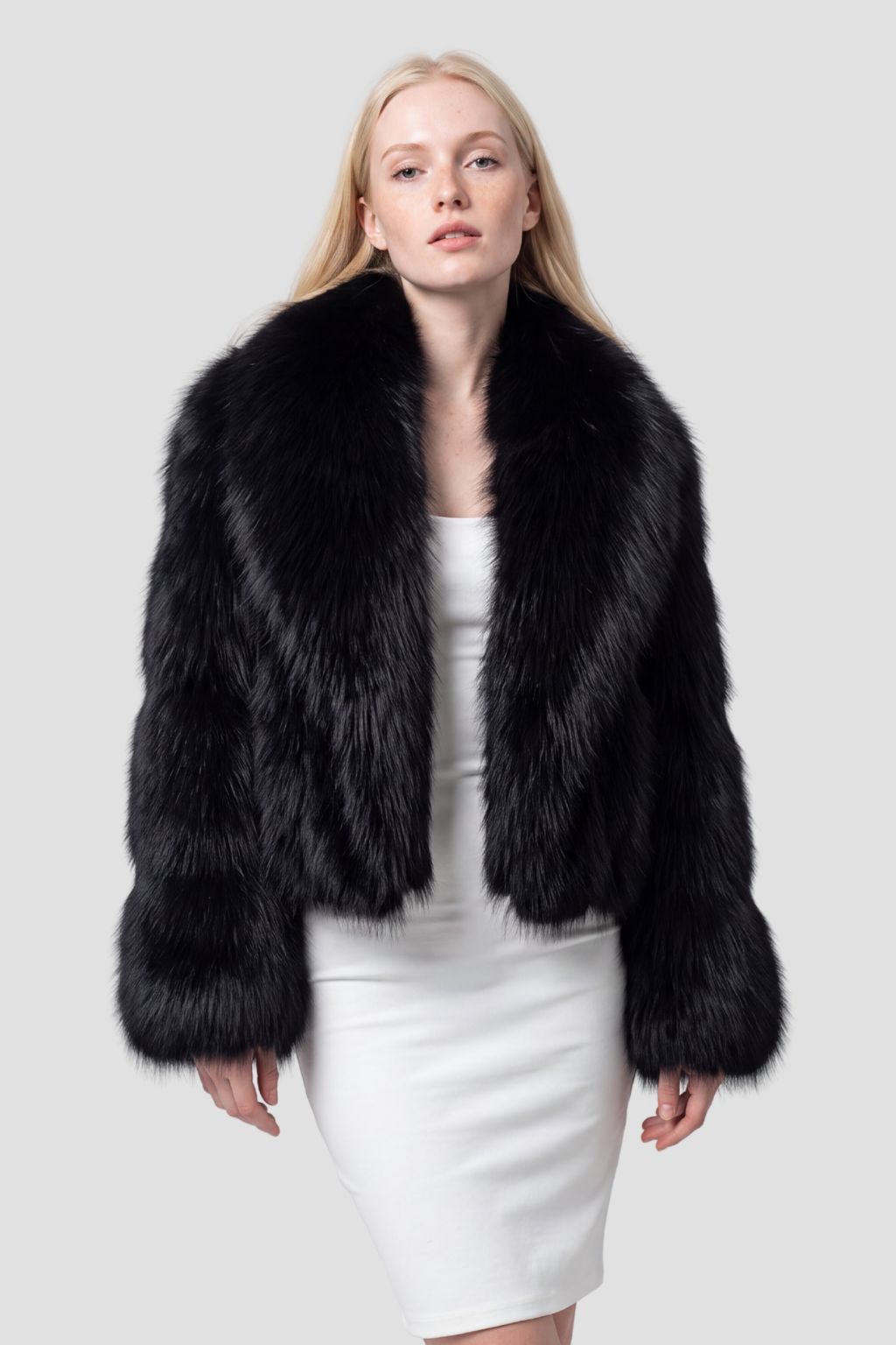 Manteau en fourrure col noir Héritage fourrure