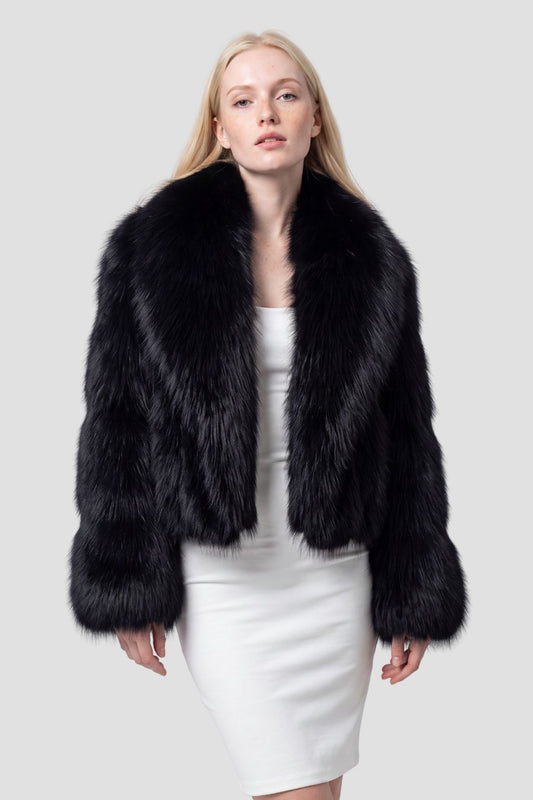 Manteau en fourrure col noir Héritage fourrure