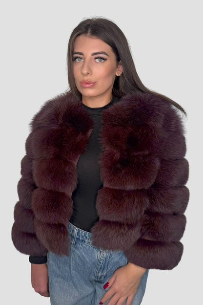 Manteau en fourrure femme bordeaux Héritage fourrure