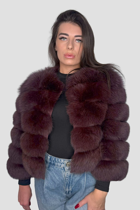 Manteau en fourrure femme bordeaux Héritage fourrure