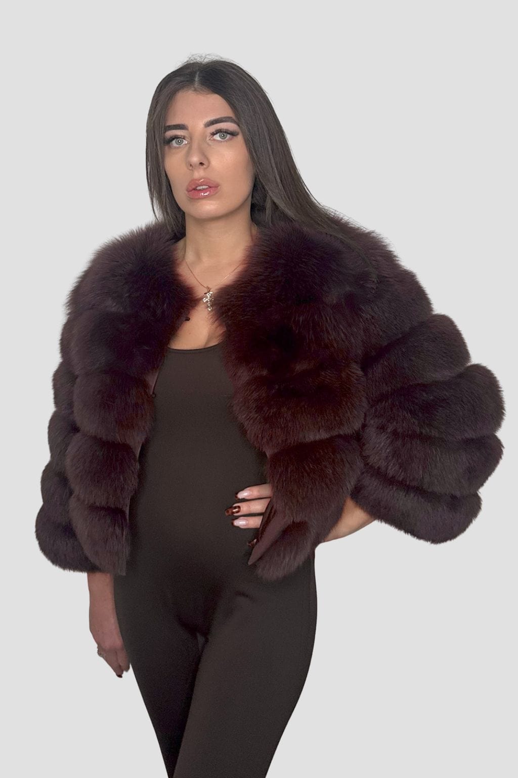 Manteau en fourrure femme bordeaux Héritage fourrure