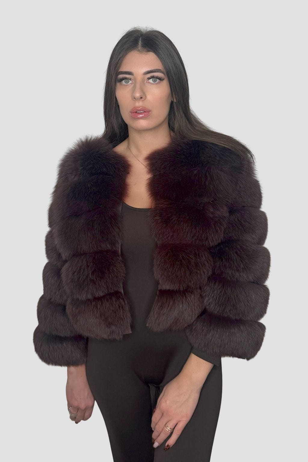 Manteau en fourrure femme bordeaux Héritage fourrure