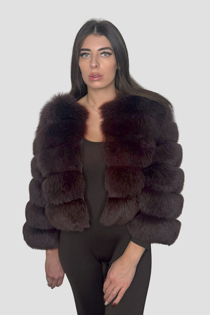 Manteau en fourrure femme bordeaux Héritage fourrure