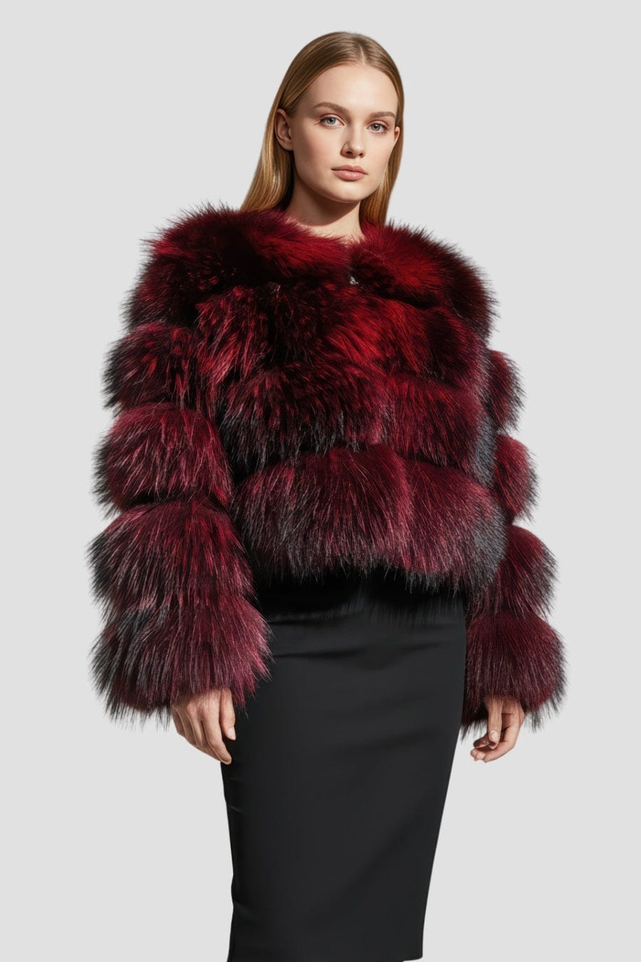 Manteau en fourrure femme bordeaux Héritage fourrure