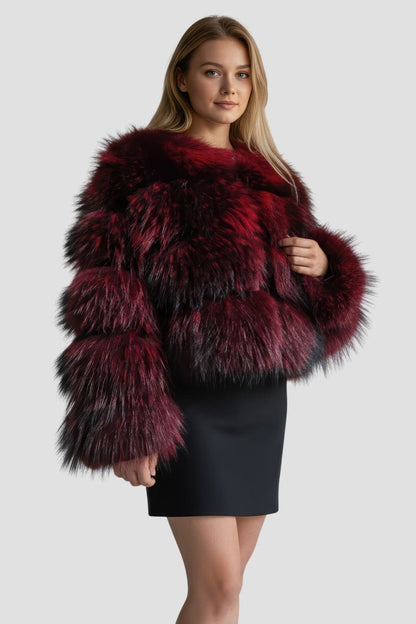 Manteau en fourrure femme bordeaux Héritage fourrure