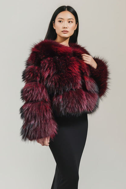 Manteau en fourrure femme bordeaux Héritage fourrure