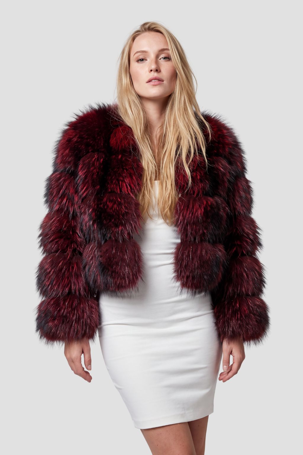 Manteau en fourrure femme bordeaux Héritage fourrure
