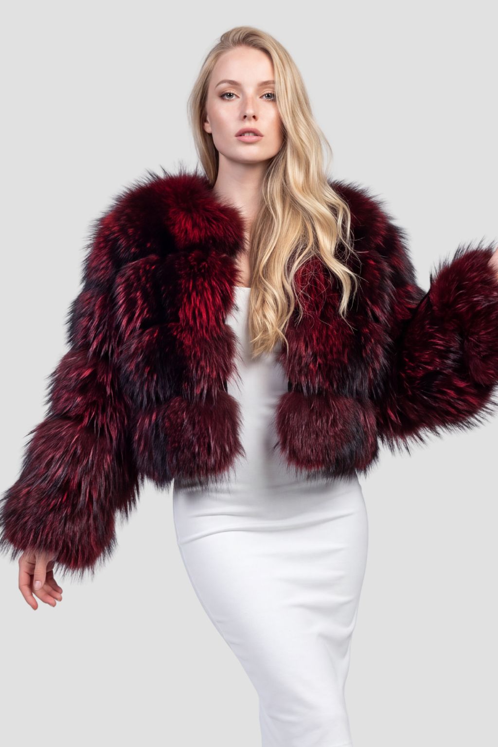 Manteau en fourrure femme bordeaux Héritage fourrure