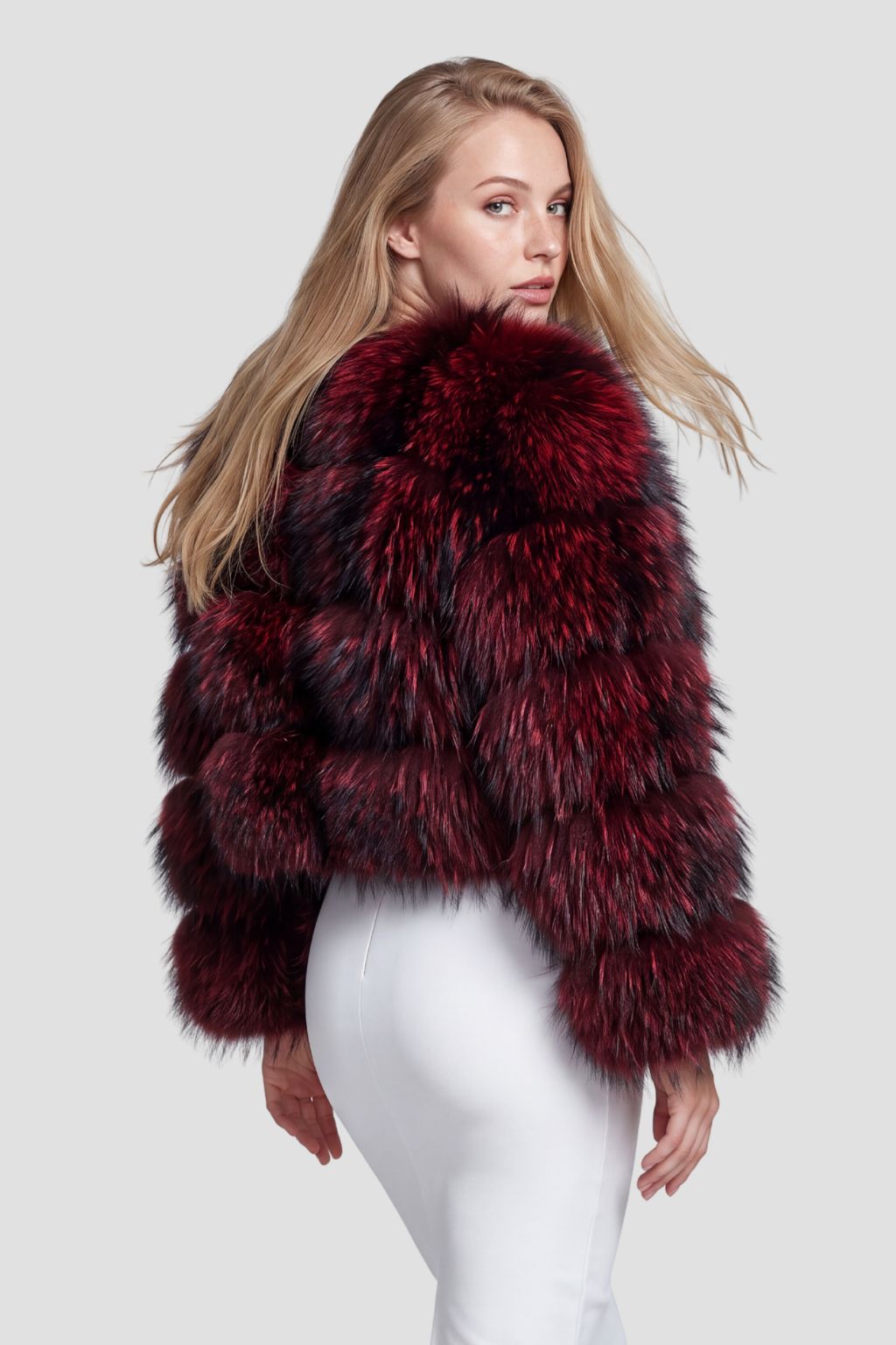 Manteau en fourrure femme bordeaux Héritage fourrure