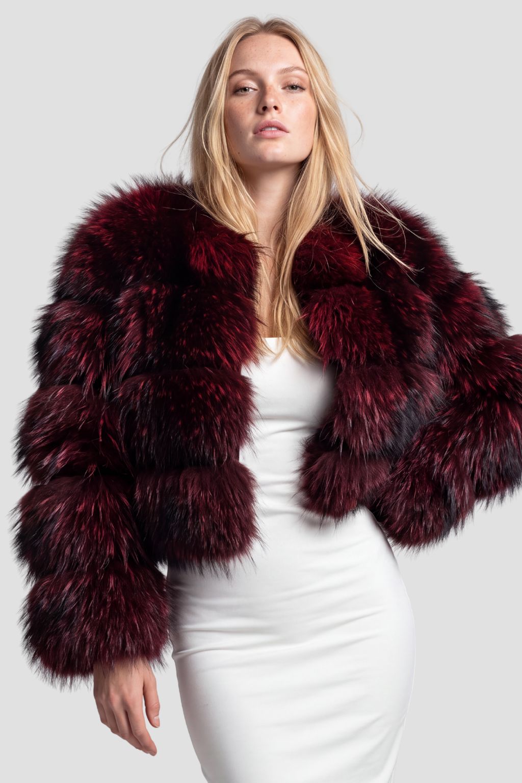 Manteau en fourrure femme bordeaux Héritage fourrure