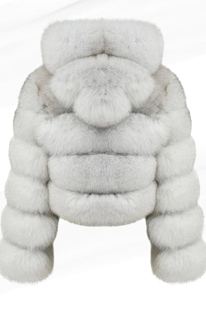 Manteau en fourrure femme capuche blanc Héritage fourrure