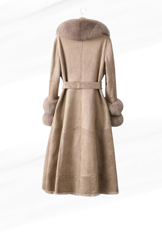 Manteau en fourrure femme cuir beige Héritage fourrure